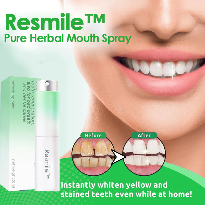 Resmile Pure Herbal Mouth Spray (Mouth cleaning and tooth regeneration, also for bad breath and dental caries)