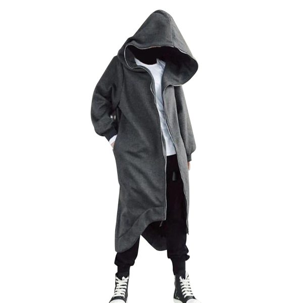 Mens Long Nazgul Hoodie Zipper Coat