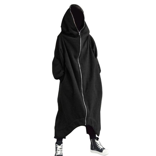 Mens Long Nazgul Hoodie Zipper Coat