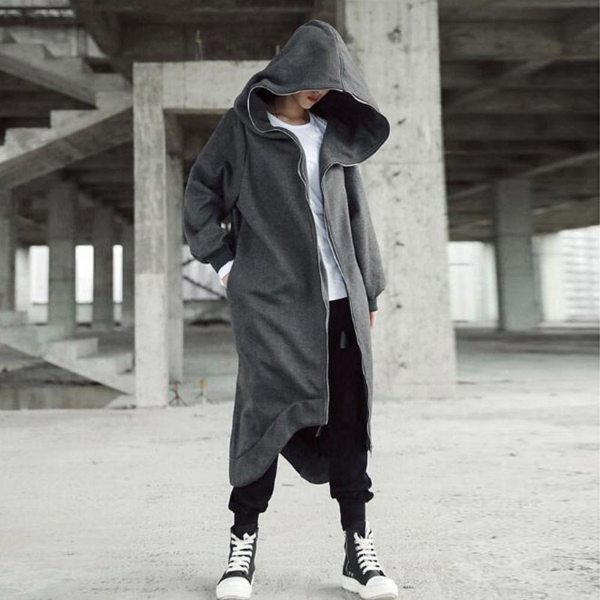 Mens Long Nazgul Hoodie Zipper Coat