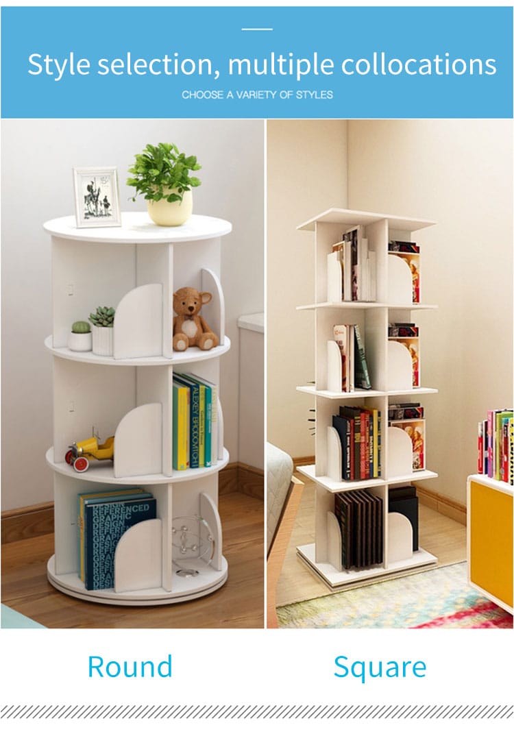 4-Tier Creative Floor Rotating Bookshelf