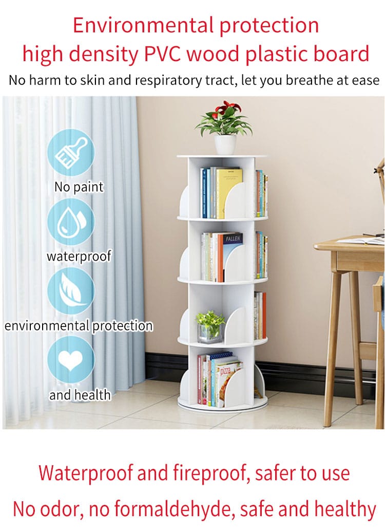 4-Tier Creative Floor Rotating Bookshelf