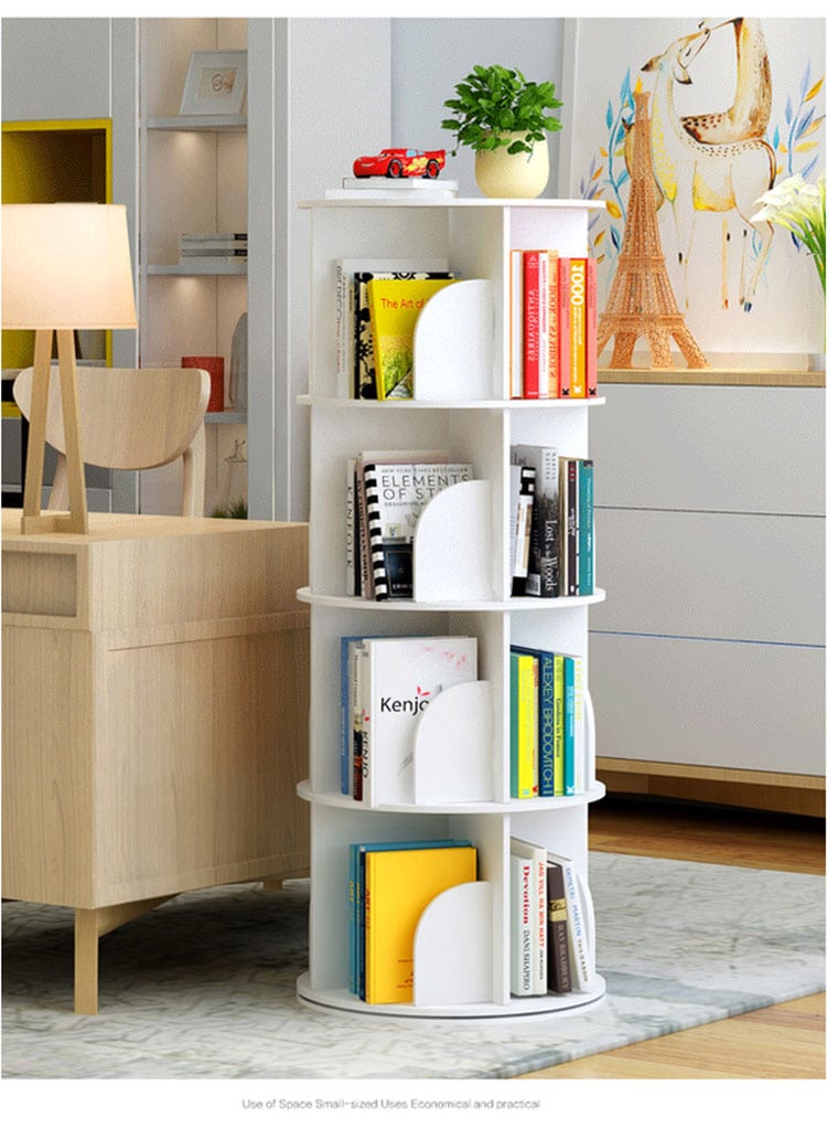 4-Tier Creative Floor Rotating Bookshelf