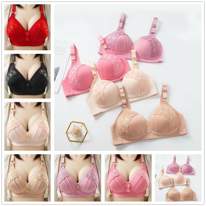 2021 New Real Plus Size Embroidered Non-Wired Bra