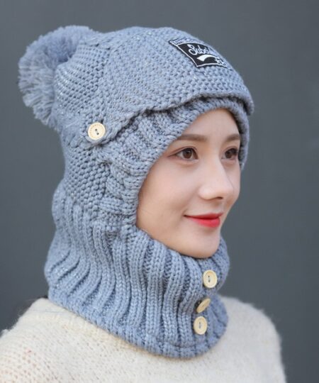 2-in-1 Mask Scarf Knitted Hat