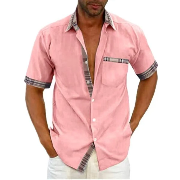 Men's Casual Plaid Summer Linen Shirt