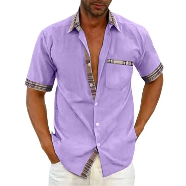 Men's Casual Plaid Summer Linen Shirt