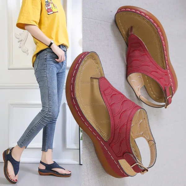 Embroidery Comfy Slipper Orthopedic Wedge Sandals