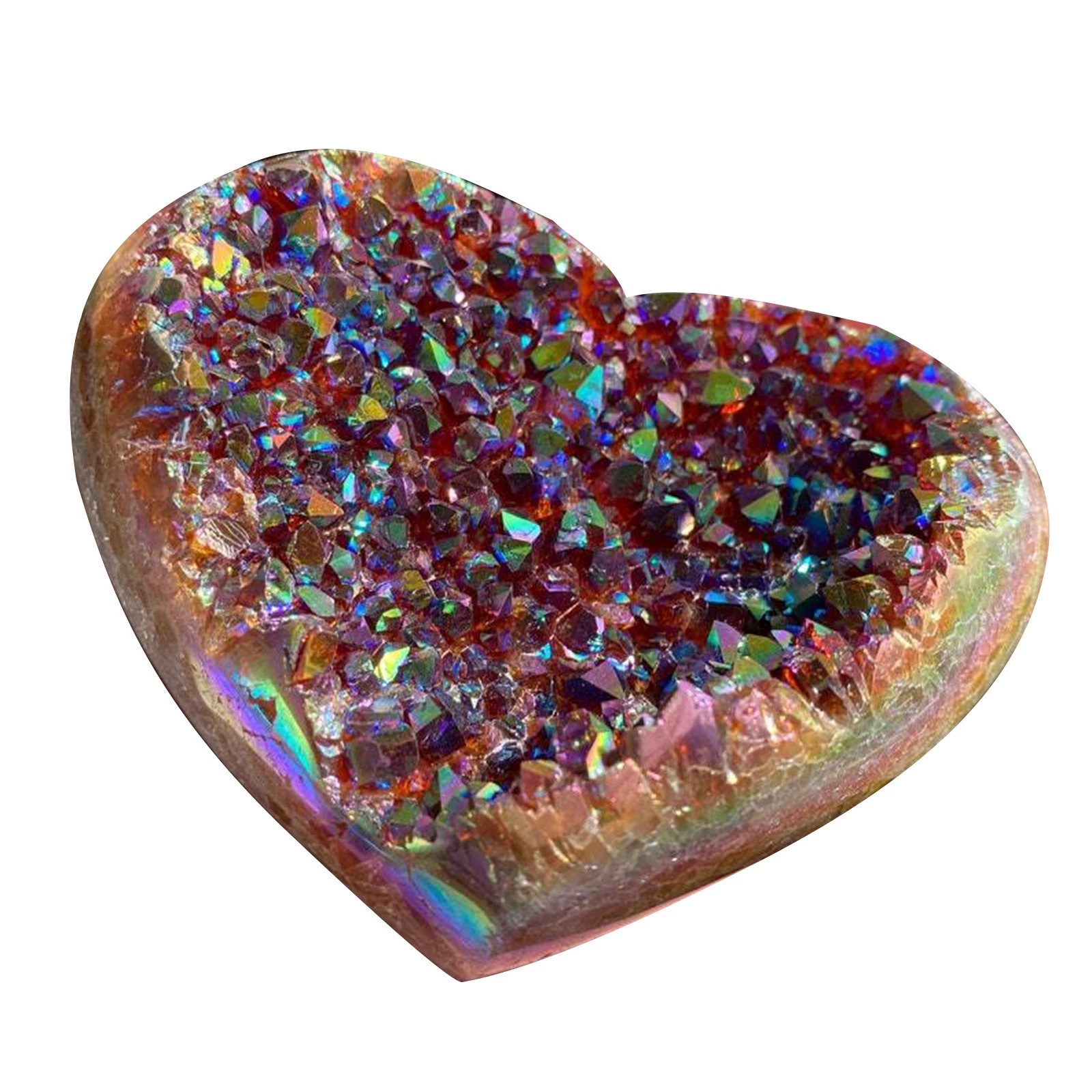 Heart Shaped Rainbow Crystal Cluster