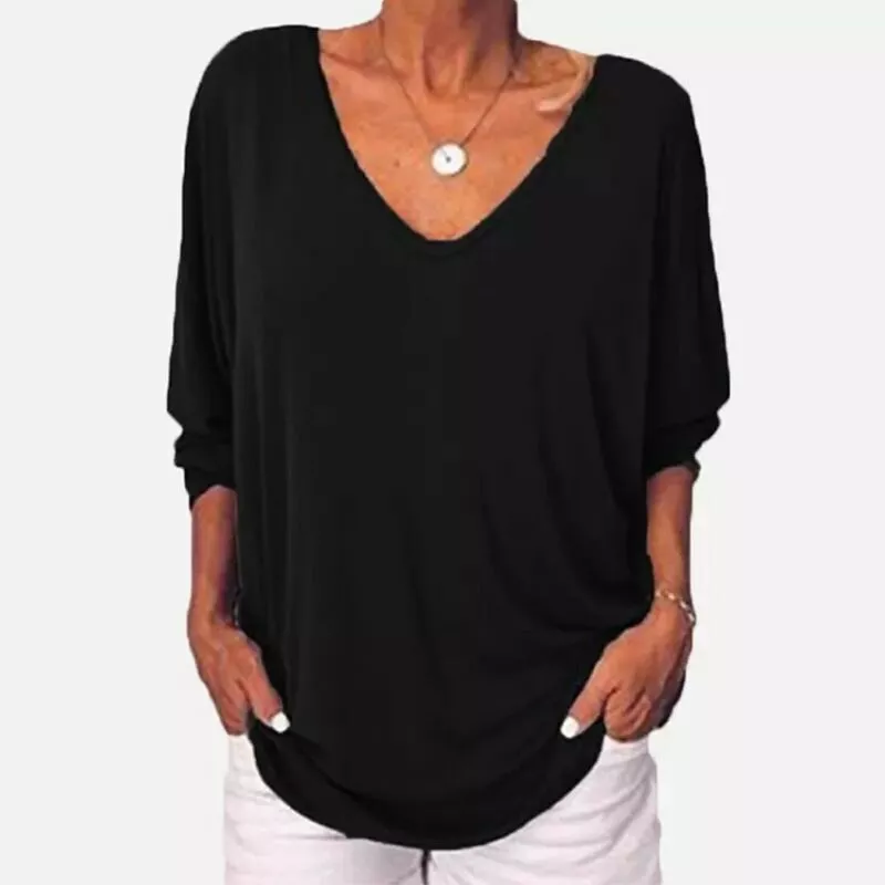 Button-Back Long Sleeve T Shirt