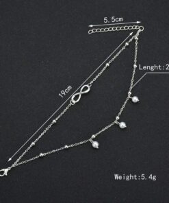 Double Chain Infinity Pearl Anklet