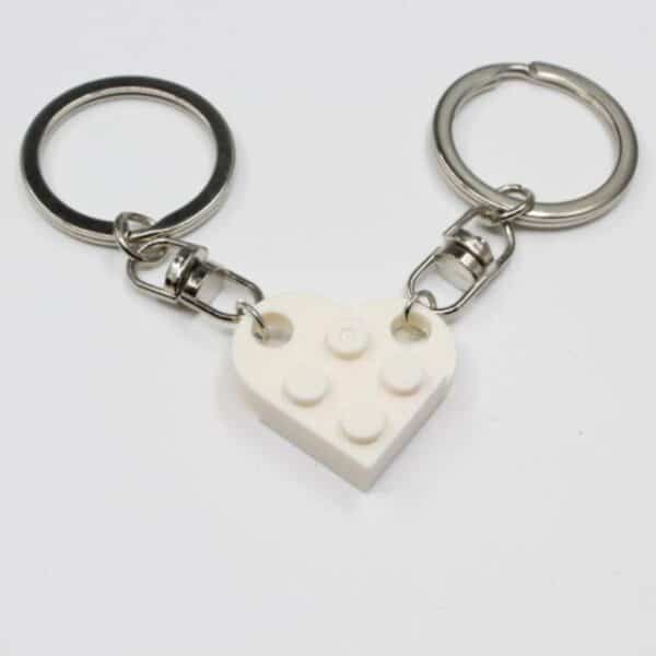 2 Pcs Couples Love Toy Brick Heart Keychain