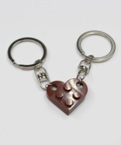 2 Pcs Couples Love Toy Brick Heart Keychain