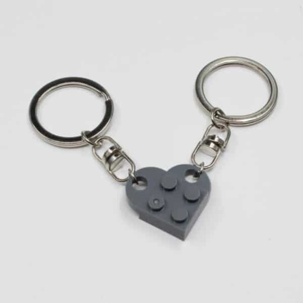 2 Pcs Couples Love Toy Brick Heart Keychain