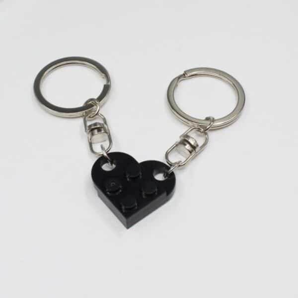 2 Pcs Couples Love Toy Brick Heart Keychain