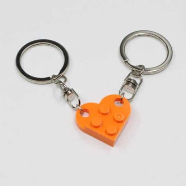 2 Pcs Couples Love Toy Brick Heart Keychain