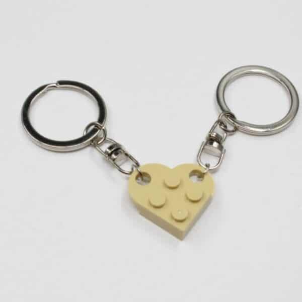 2 Pcs Couples Love Toy Brick Heart Keychain