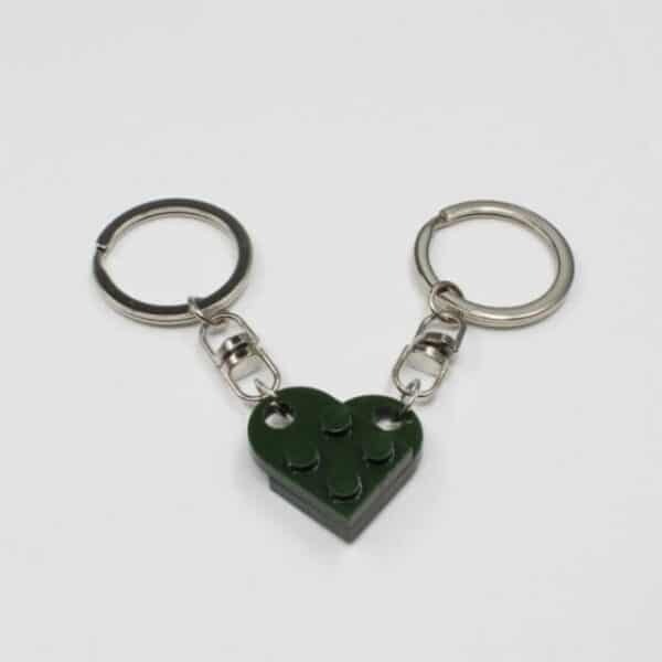 2 Pcs Couples Love Toy Brick Heart Keychain