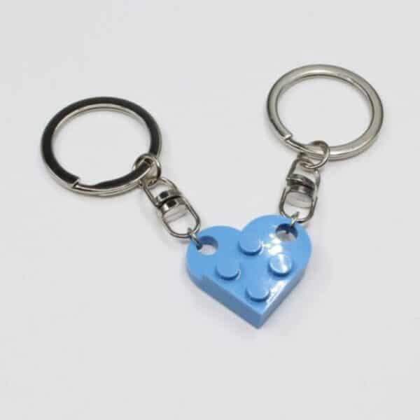 2 Pcs Couples Love Toy Brick Heart Keychain