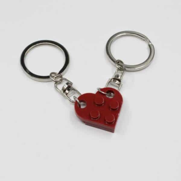 2 Pcs Couples Love Toy Brick Heart Keychain