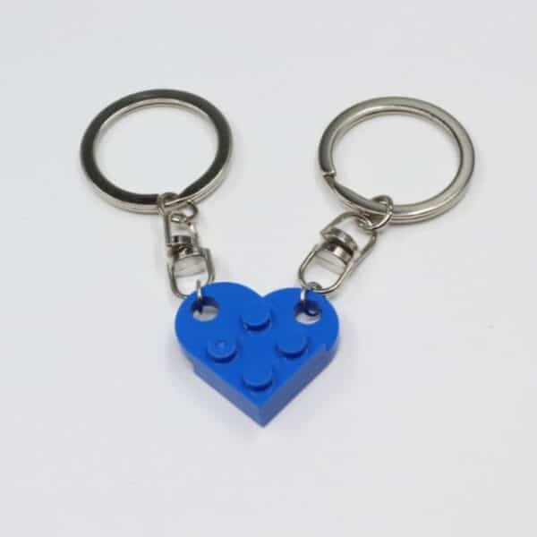 2 Pcs Couples Love Toy Brick Heart Keychain