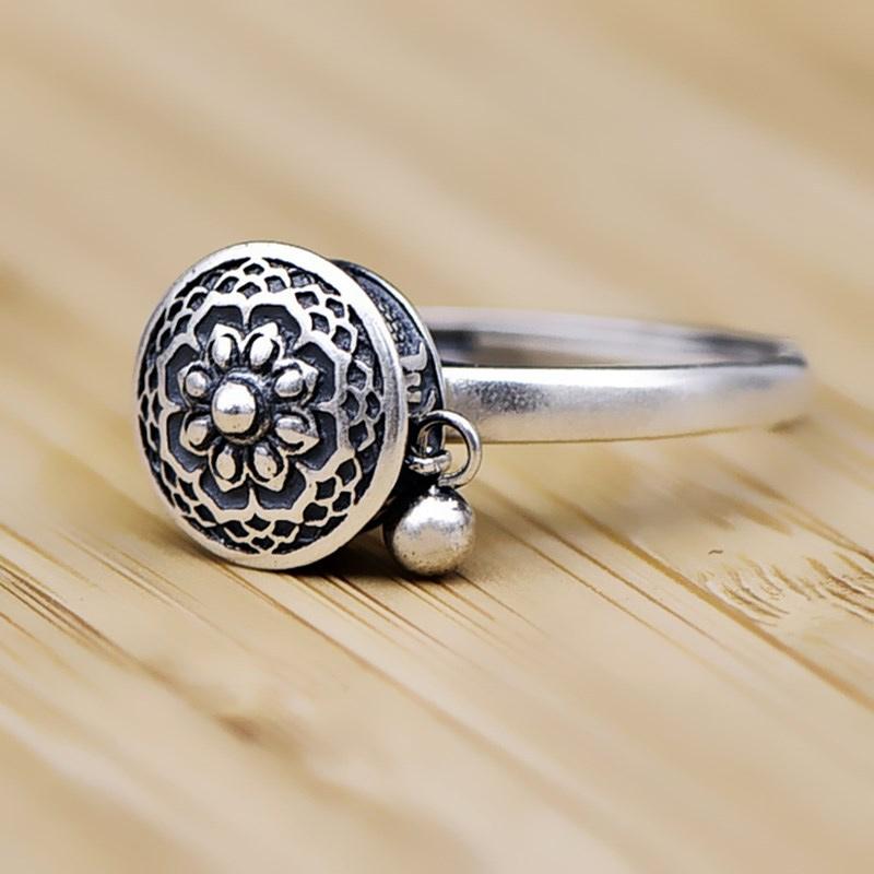 OM Mantra Lotus Floral Ring