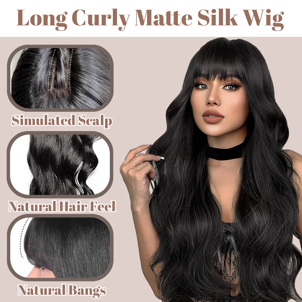 flysmus Long Curly Matte Silk Wig