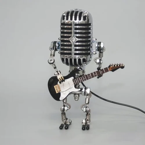 Vintage Metal Microphone Robot Desk Lamp