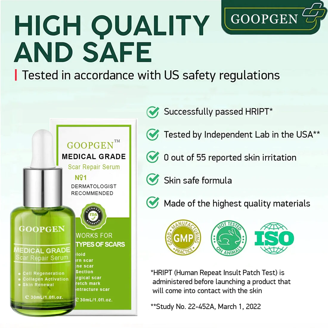 GOOPGEN Advanced Scar Repair Serum For All Types of Scars  Especially Acne Scars, Surgical Scars and Stretch Marks