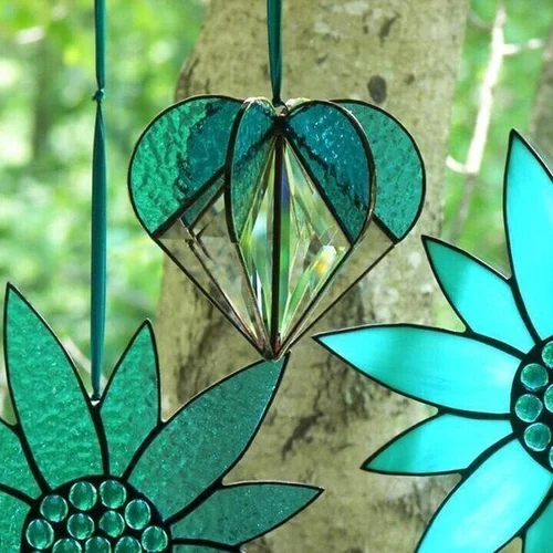 Stained Heart Shaped Suncatcher