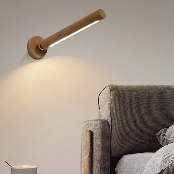 360° Rotatable Wooden LED Wall Lamp