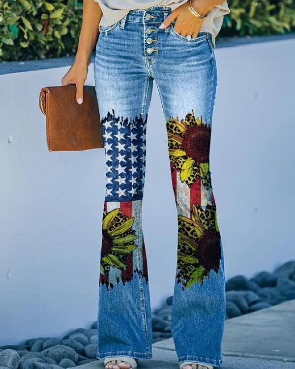 90s Vintage Button Fly High Waist Flare Leg Jeans