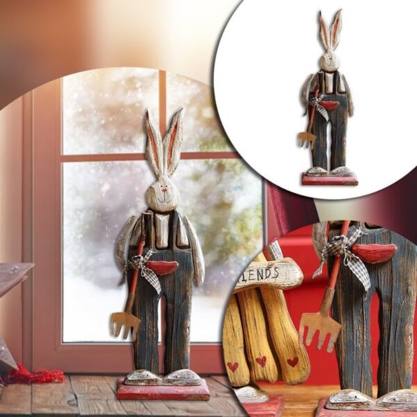 Wooden Retro Easter Bunny Outdoor Ornament