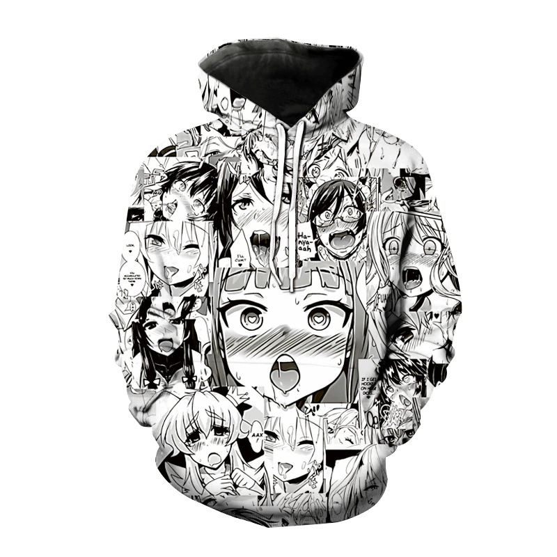 3D Japanese Anime Printed Ahegao Hoodie