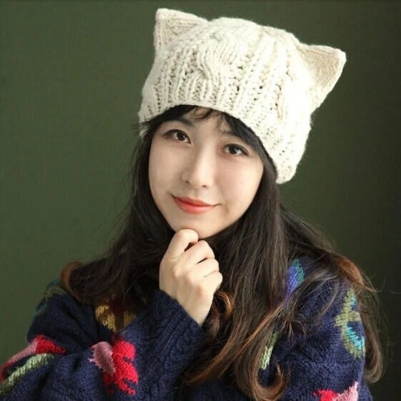 3D Knitted Cat Ear Beanie Cap