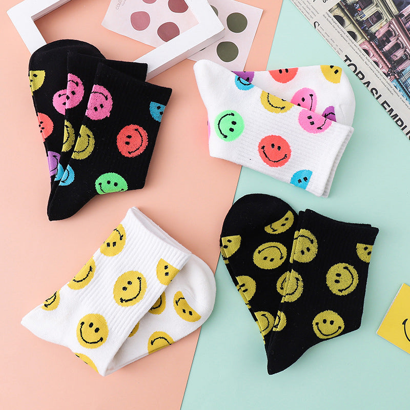 Cartoon Smiley Printed Socks