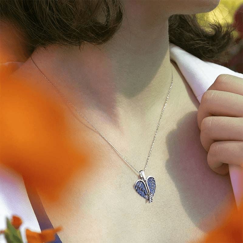 Heart & Angel Wings Necklace with Pendant