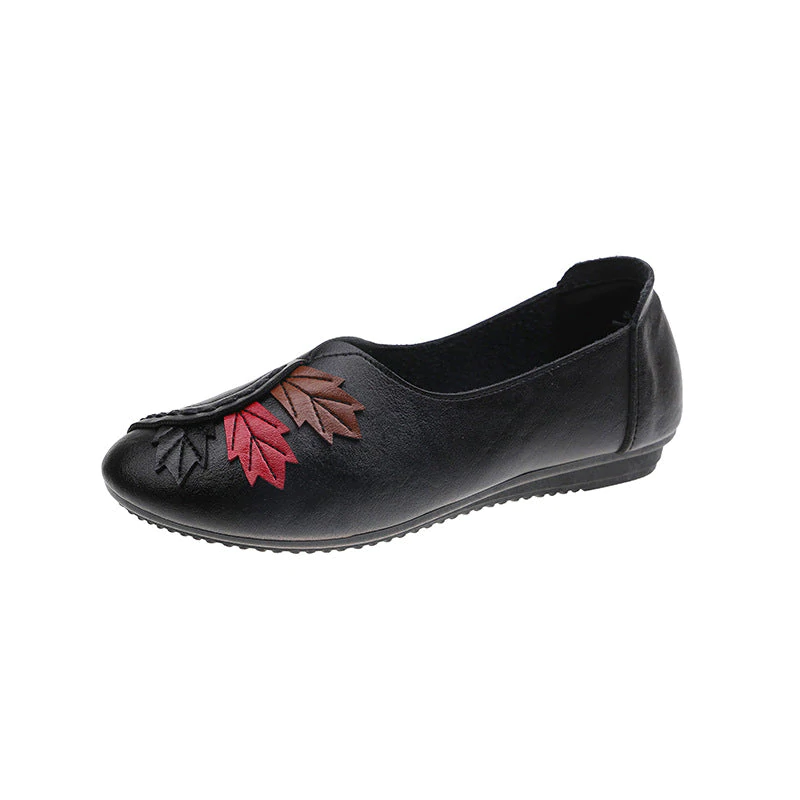 Women's Embroidered Low Heel Slip On Shoes