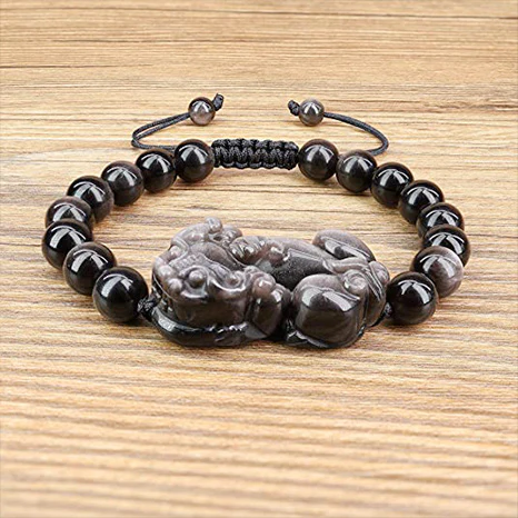 Feng Shui Pixiu Black Obsidian Bracelet