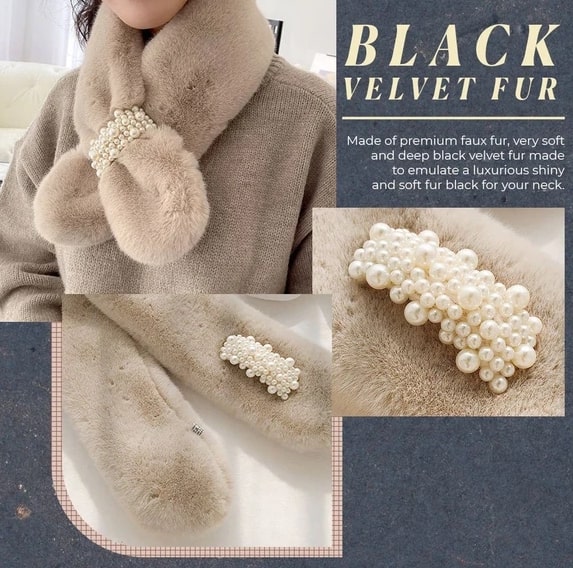 Winter Diamond Faux Fur Wrap Scarf