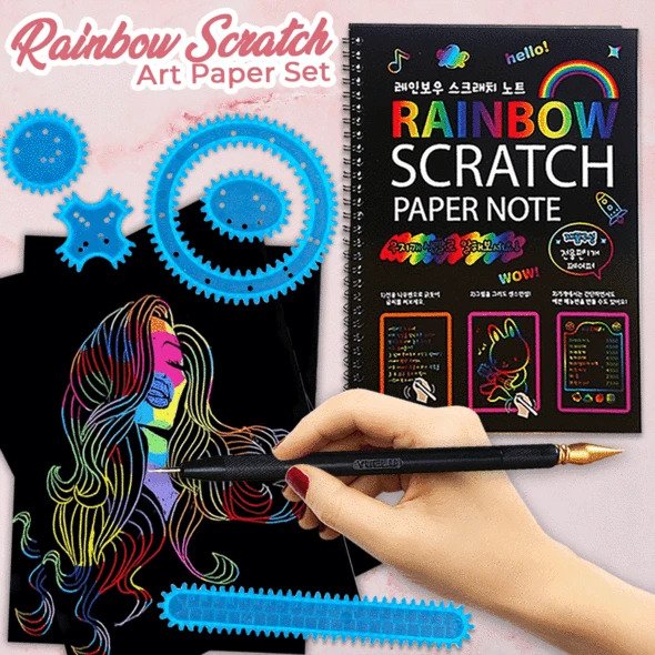 Rainbow Scratch Art Paper Set