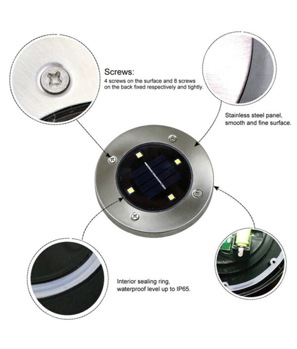 Waterproof Solar Powered LED Disk Light