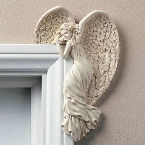 Door Frame Angel Wing Sculpture Retro Wall Decoration Frame Angel