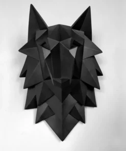 3D Abstract Wolf Head Sculpture Wall Decor