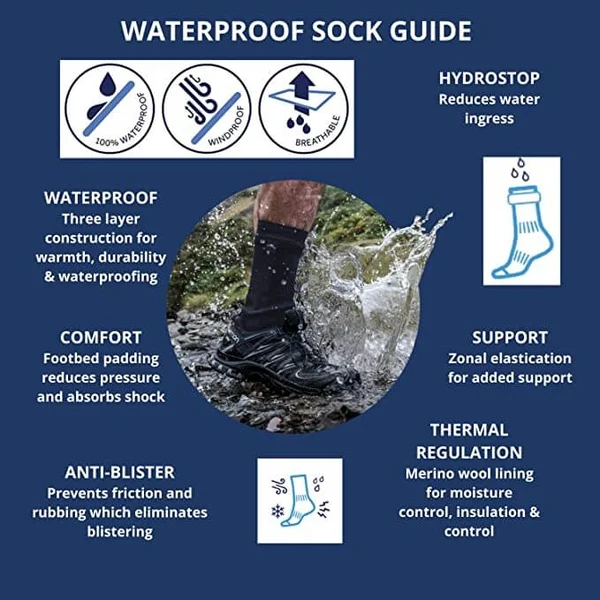 Waterproof Socks Breathable Warm Socks for HikingďźBackpacking & Outdoor Adventures