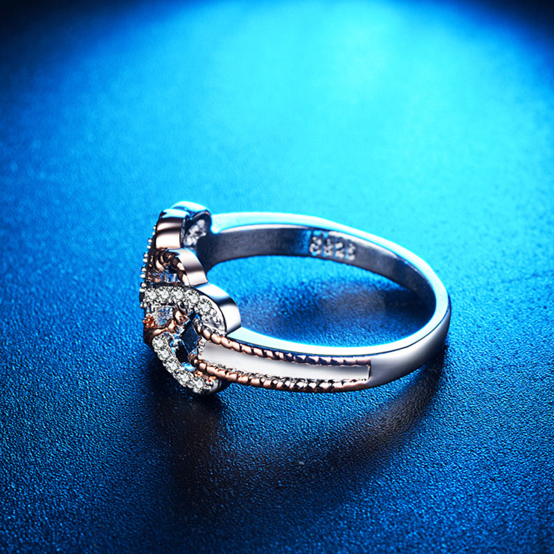 Two Tone Anchor Heart Ring