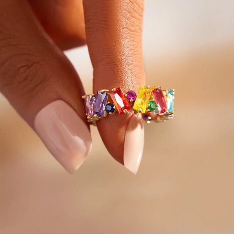 Rainbow Zircon Ring