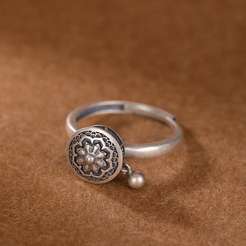 OM Mantra Lotus Floral Ring