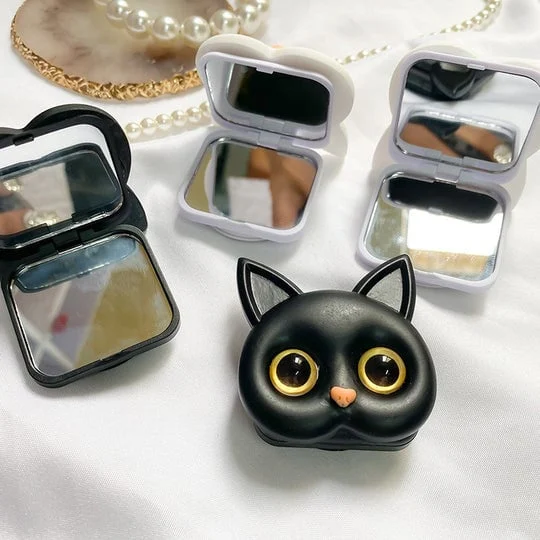 3D Cute Kitten Phone Holder With Mini Mirror