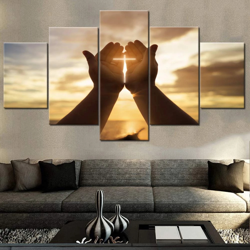 Hanshop 5 Pieces Wall Crosses Decor Jesus Hands